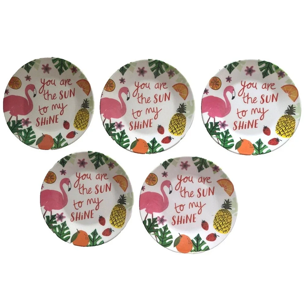 Flamingo Palm Melamine Appetizer Side Plates 6